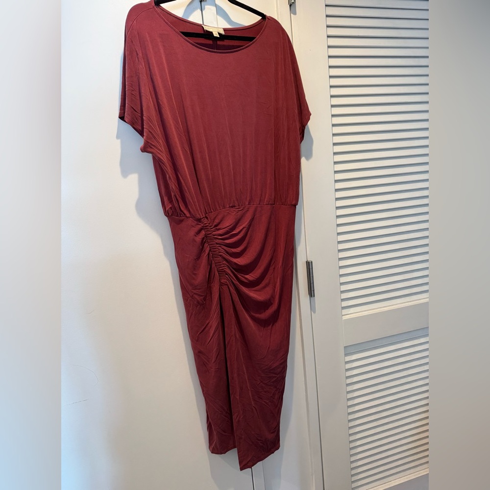 Anthropologie Moulinette Soeurs Asymmetrical Burgundy Dress